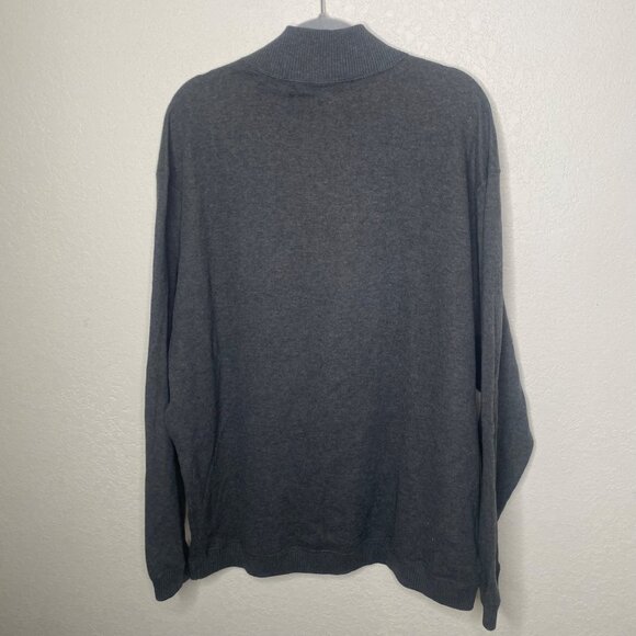 Caribbean Joe Quarter-Zip Sweater Mens XXL Gray 100% Cotton Preppy Pullover Goin - Picture 5 of 8